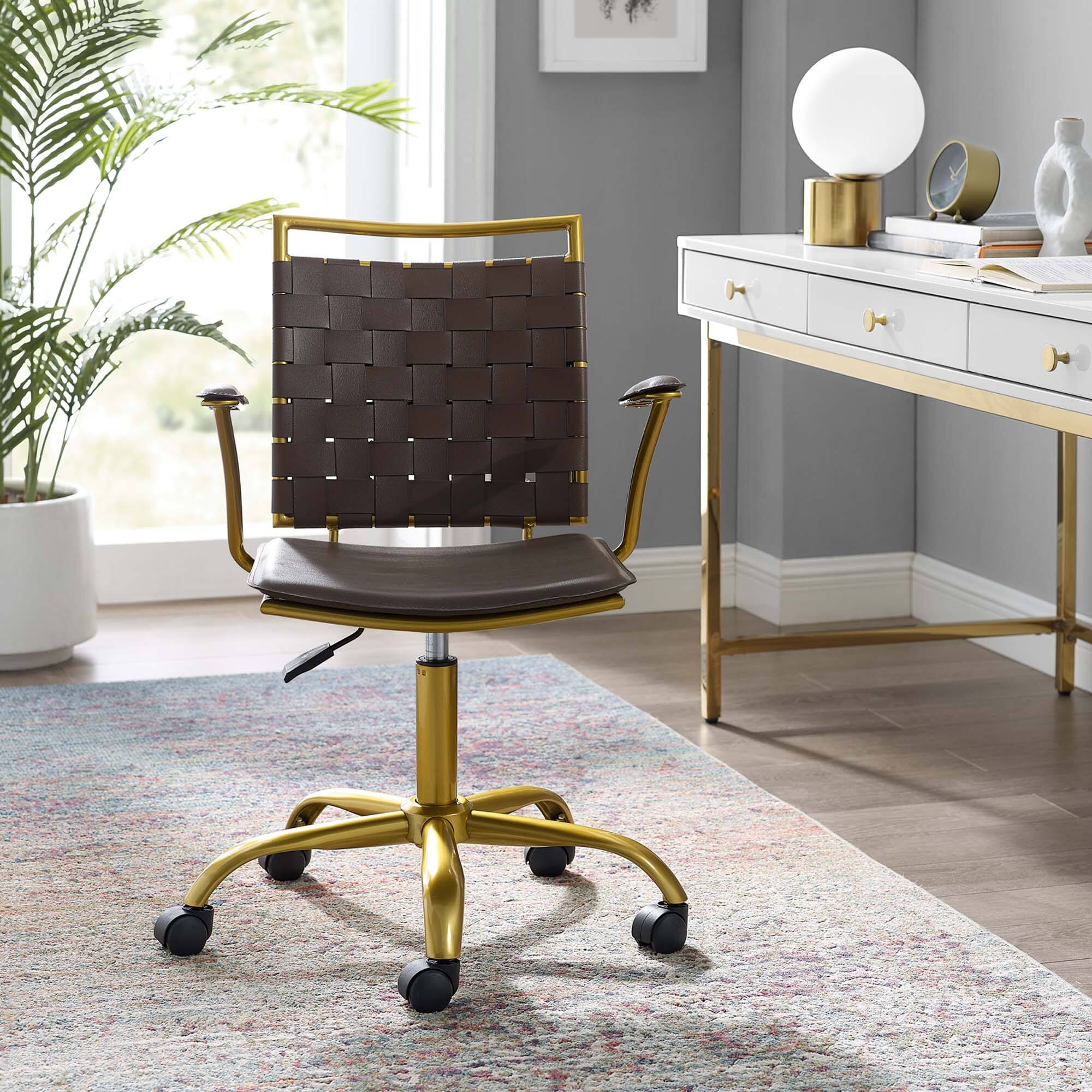 Back. Modway - Fuse Faux Leather Office Chair by Modway - Brown.