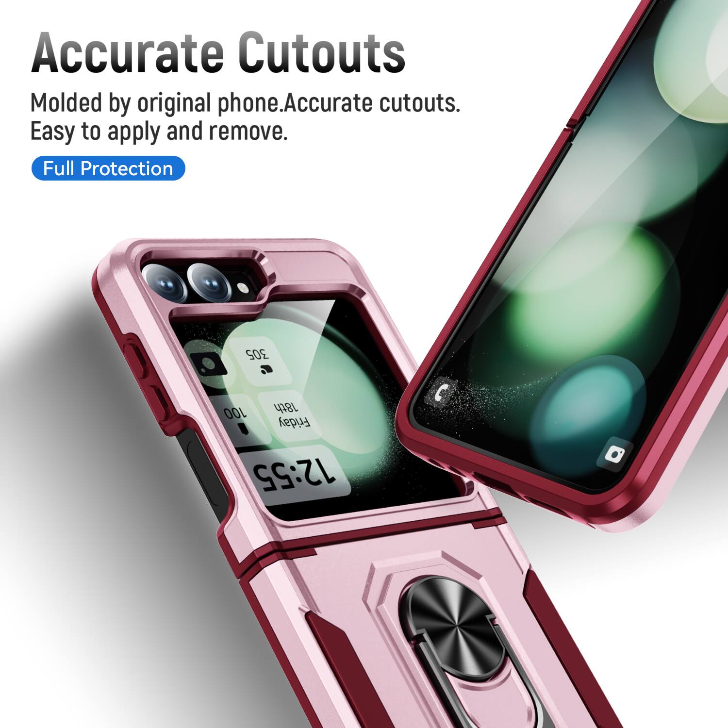 Accurate Cutouts  
Molded by original phone. Accurate cutouts.  
Easy to apply and remove.  
Full Protection