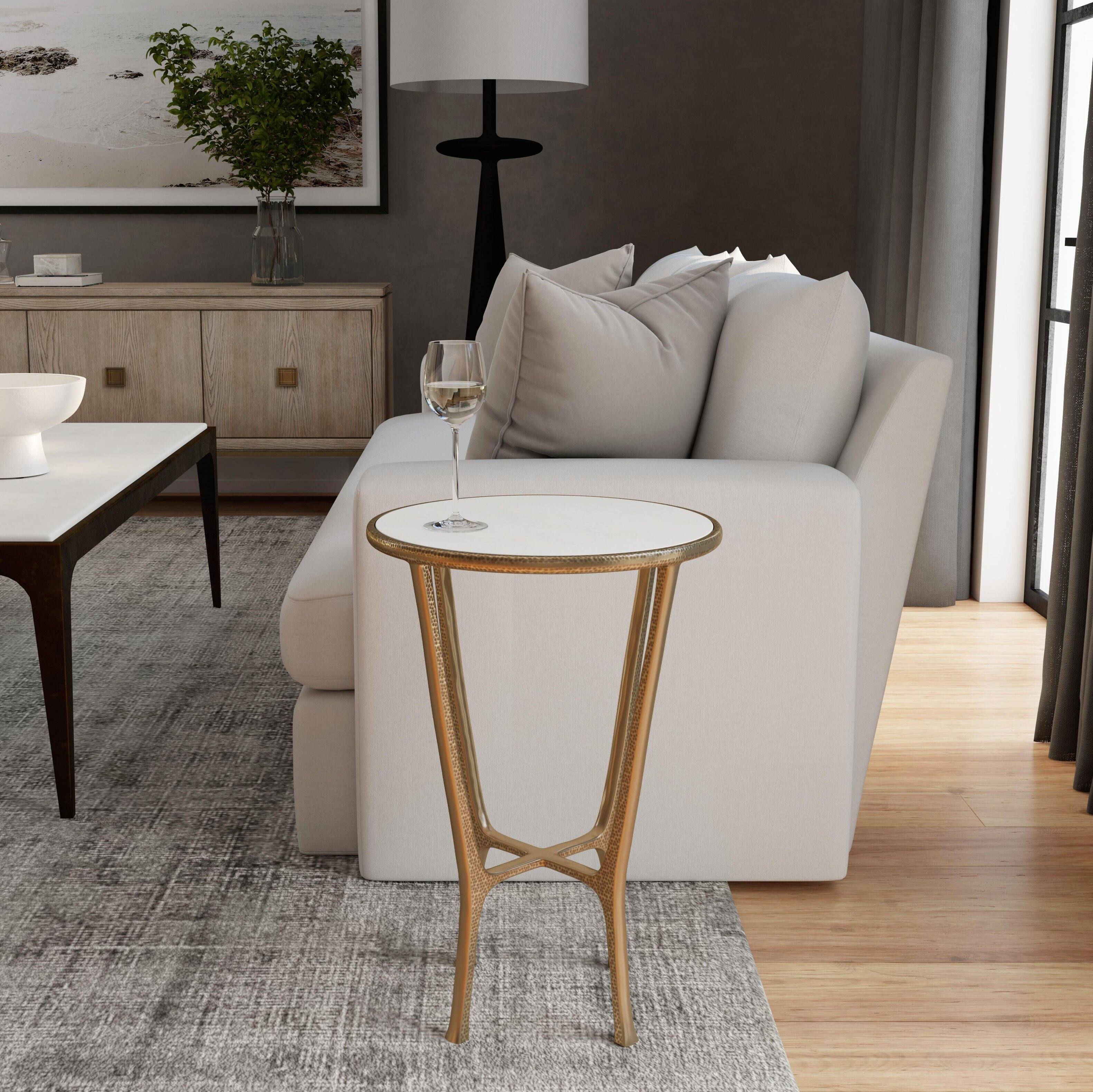 Alt View 8. Butler Specialty - Switlania 16 in. W Round Metal and Marble Side Table - Gold.