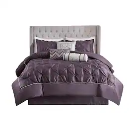 Gracie Mills - Shelby 7-Piece Padded Comforter Set - Plum