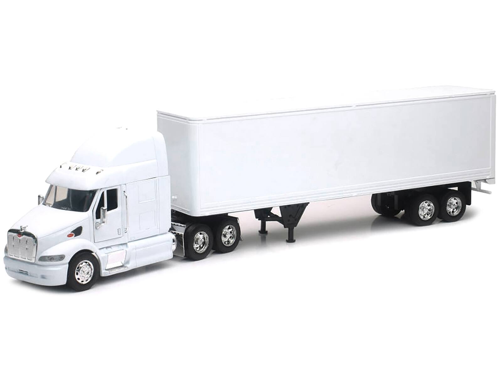 Alt View 1. New Ray - Peterbilt 387 Truck with Dry Goods Trailer White "Long Haul Truckers" Series 1/32 Diecast Model by New Ray.