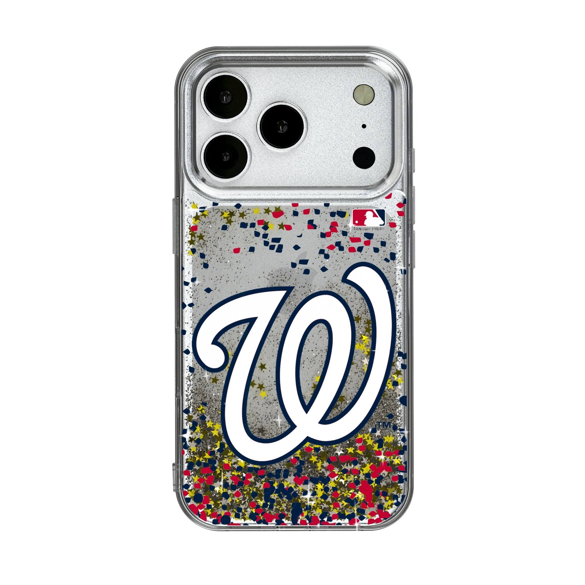 Front. Keyscaper - Washington Nationals Glitter Confetti iPhone Case - 14 Pro Max - Multicolor.