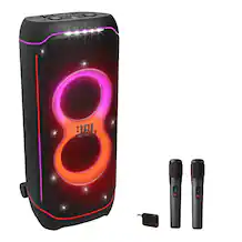 Front. JBL - JBL PARTYBOX Ultimate Party Speaker Karaoke Bundle with Wireless Microphone System - Black.