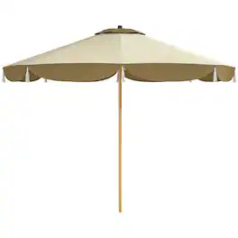 Outsunny - 9FT Patio Umbrella Parasol, UPF 50+ Outdoor Umbrella - Cream White