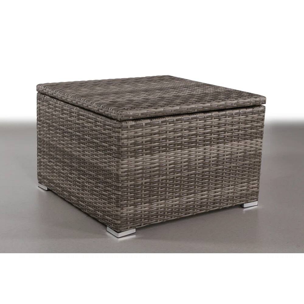 Angle. Mondawe - Wicker Outdoor Corner Table with Hidden Storage - Grey.