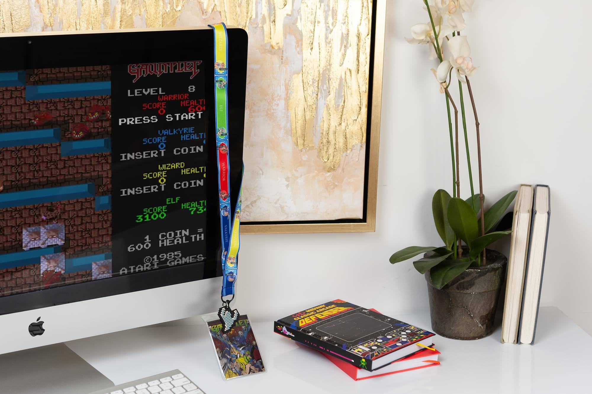 Sure, here is the corrected and grouped text from the image:

---

**Game Title:**
- Gauntlet

**Level:**
- LEVEL 8

**Characters:**
- WARRIOR
  - SCORE: 60
  - HEALTH: 60
- VALKYRIE
  - SCORE: 0
  - HEALTH: 0
- WIZARD
  - SCORE: 0
  - HEALTH: 0
- ELF
  - SCORE: 73
  - HEALTH: 73

**Instructions:**
- PRESS START
- INSERT COIN

**Gameplay:**
- 1 COIN = 1 HEALTH
- 600 = 1 HEALTH

**Game Information:**
- ©1985 ATARI GAMES

---

This text is organized based on the layout and content visible in the image.