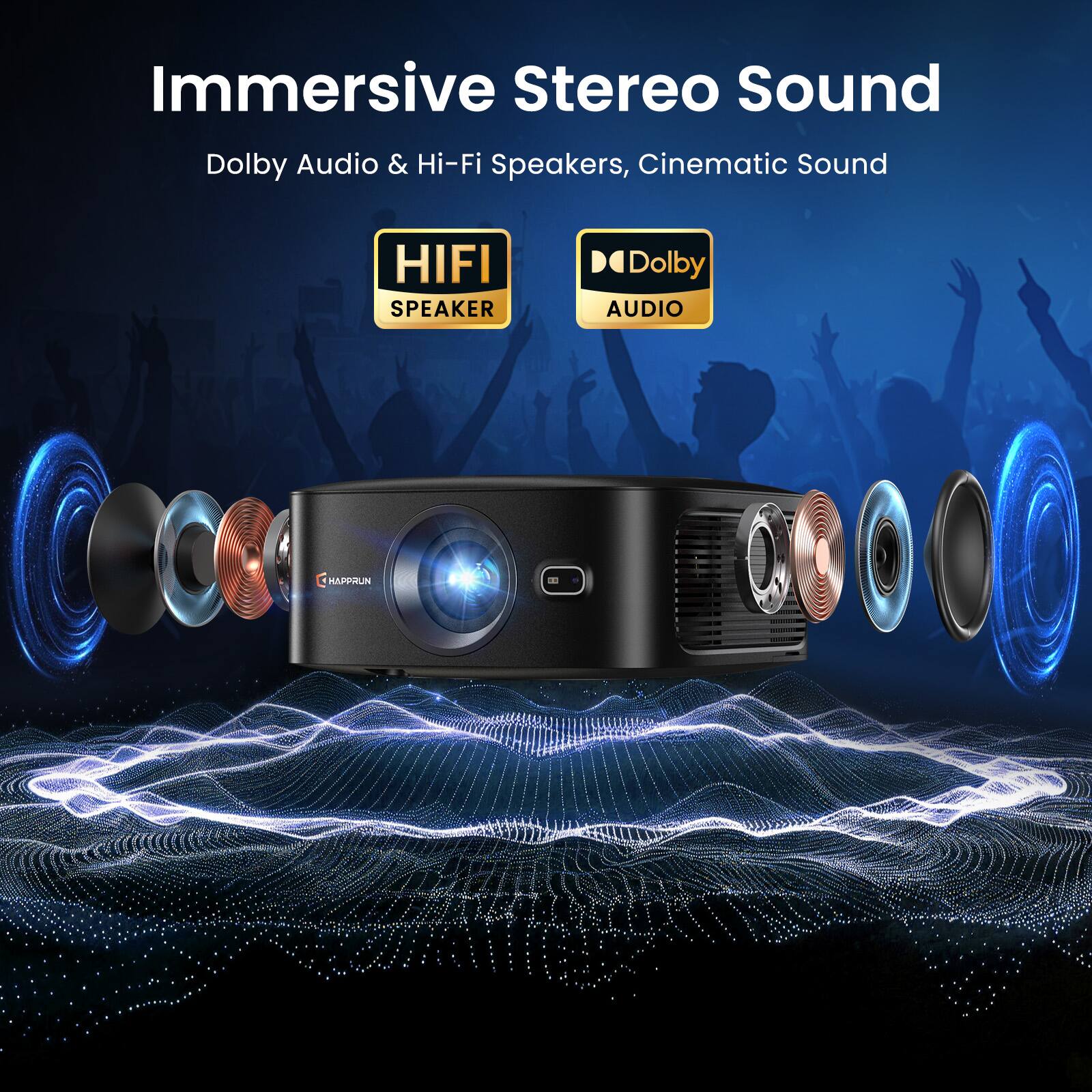 Immersive Stereo Sound  
Dolby Audio & Hi-Fi Speakers, Cinematic Sound  
HIFI SPEAKER  
Dolby AUDIO  
HAPPRUN C 1