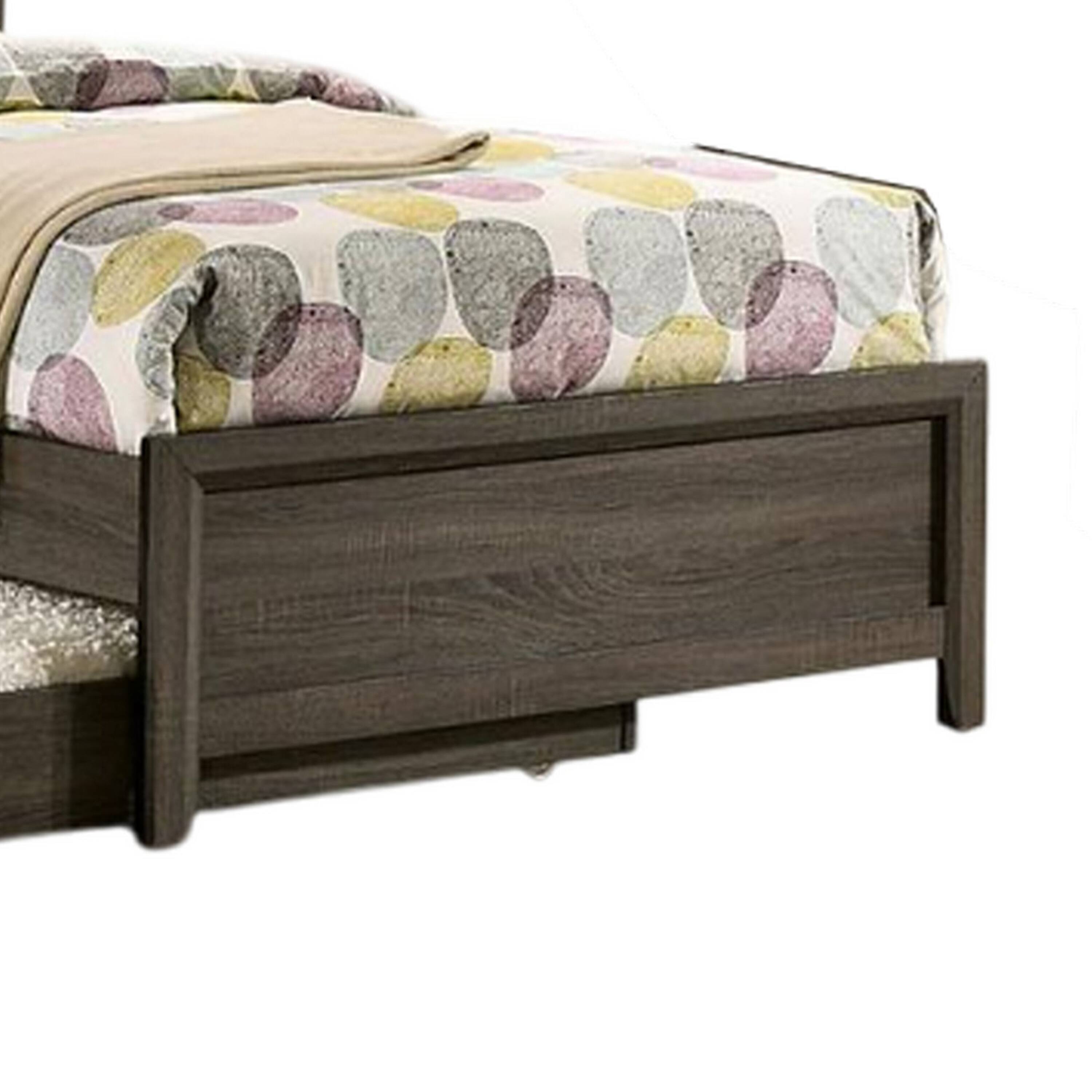 Alt View 3. Manhattan Lane - Meli Twin Size Bed, Button Tufted Upholstery, Dark Gray Solid Wood - Gray, Black.