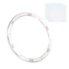 Front. Unique Bargains - 47mm Steel Watch Bezel Insert Ring Adhesive Bumper Cover for Garmin Fenix 8 Amoled Display - Silver/Red.
