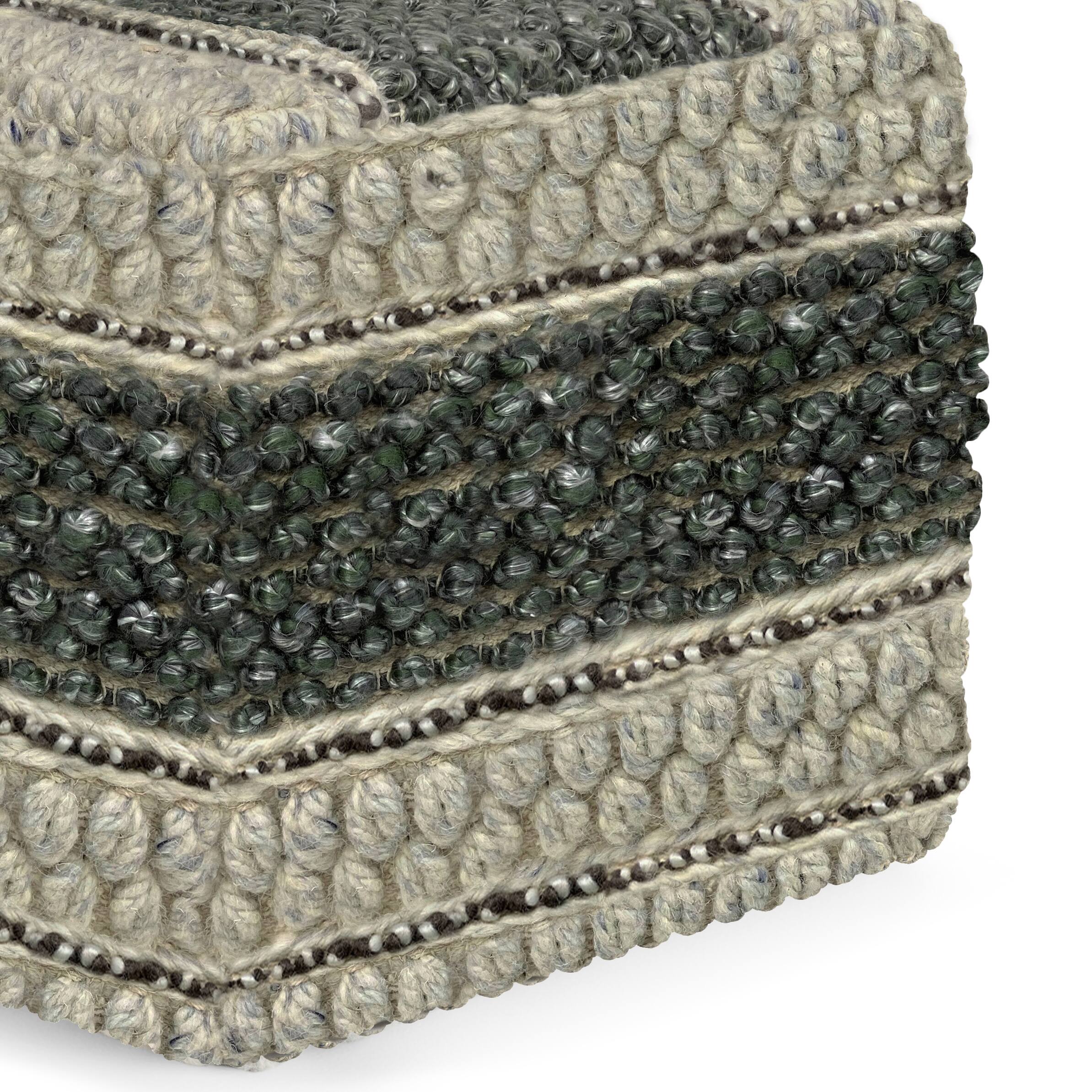 Alt View 12. Simpli Home - Grady Square Pouf - Green and Natural.