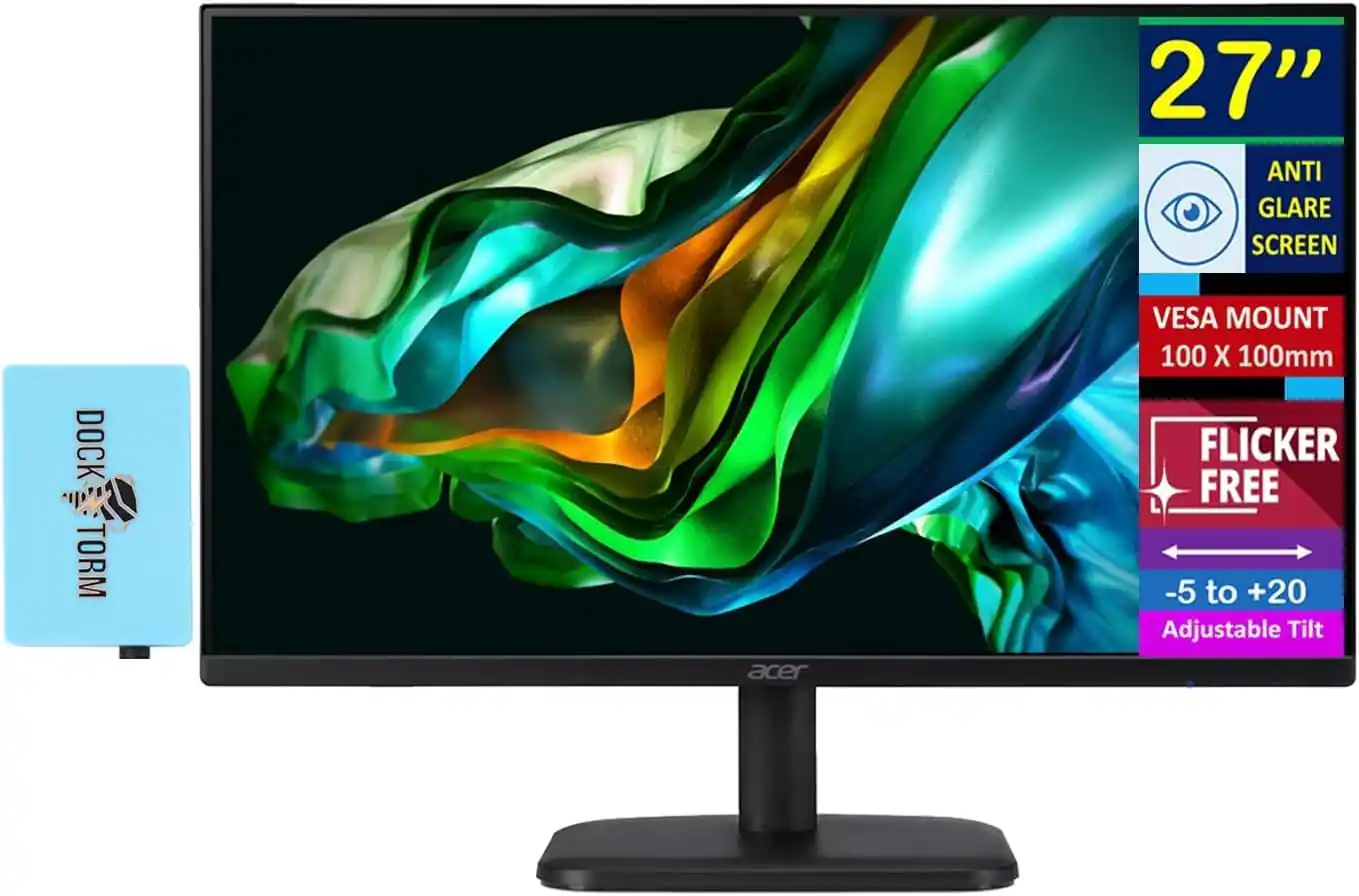 Acer - EK271 EBI 27" FHD IPS Monitor, Anti Glare, AMD FreeSync, Flicker Free, VGA, HDMI & DKZ, Color (UM.HE1AA.E01) - Black