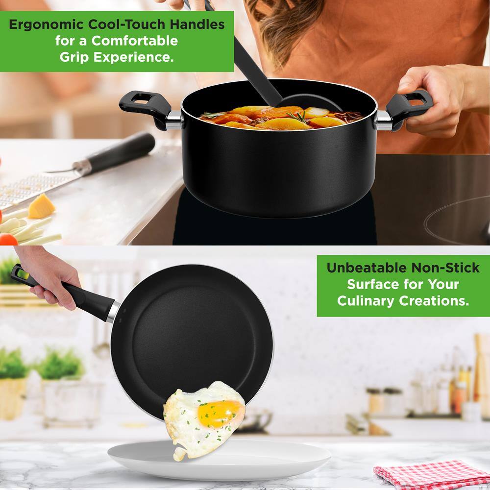 Ergonomic Cool-Touch Handles for a Comfortable Grip Experience.

Unbeatable Non-Stick Surface for Your Culinary Creations.