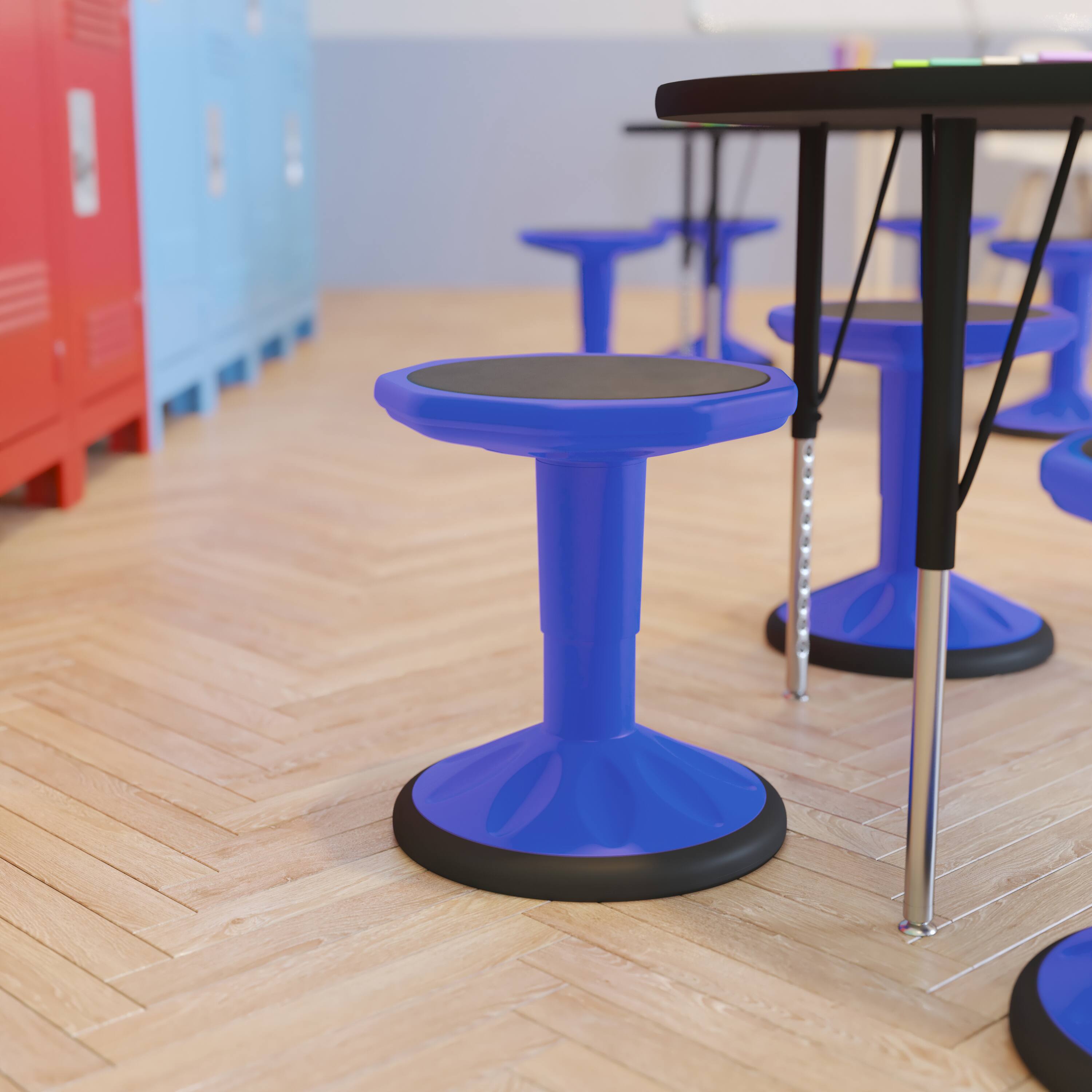 Alt View 3. Emma + Oliver - Saylor Height Adjustable Active Motion Stool for Kids with Weighted Rubber Non-Slip Bottom - Blue.