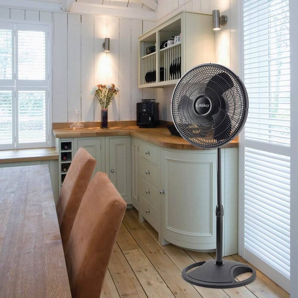 Alt View 5. Lasko - Lasko 16" 3-Speed Adjustable Tilting Oscillating Standing Pedestal Fan, Black - Black Basic.