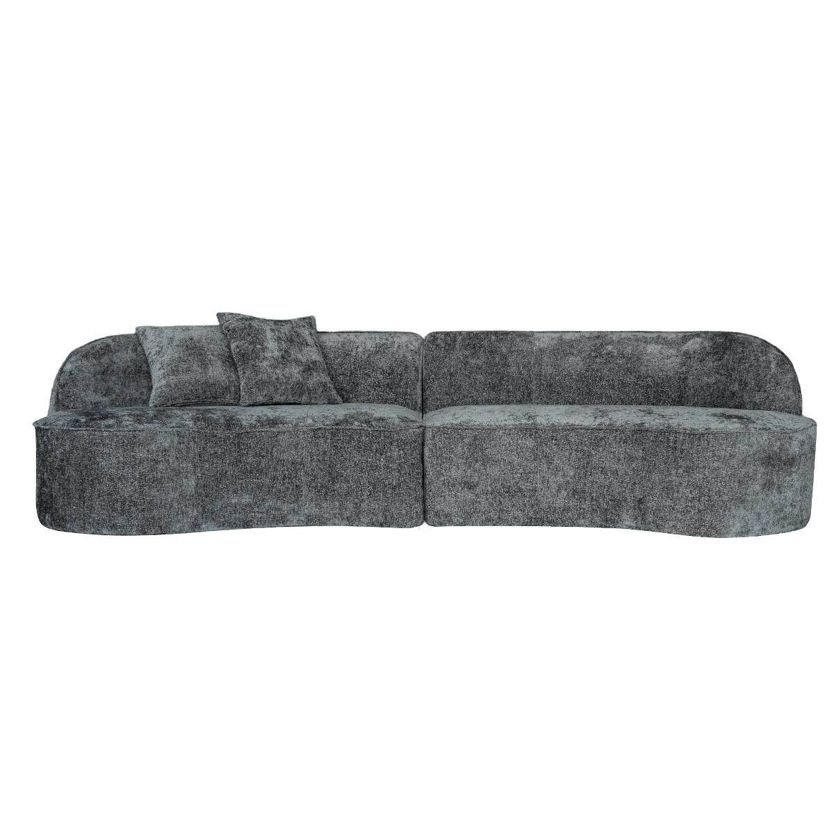 Alt View 4. Ropilly - Ropilly Curved Sectional Sofa, Dark Grey Chenille Couch with Deep Seats, Modern 4 Seat Modular Sofa - Dark Grey.