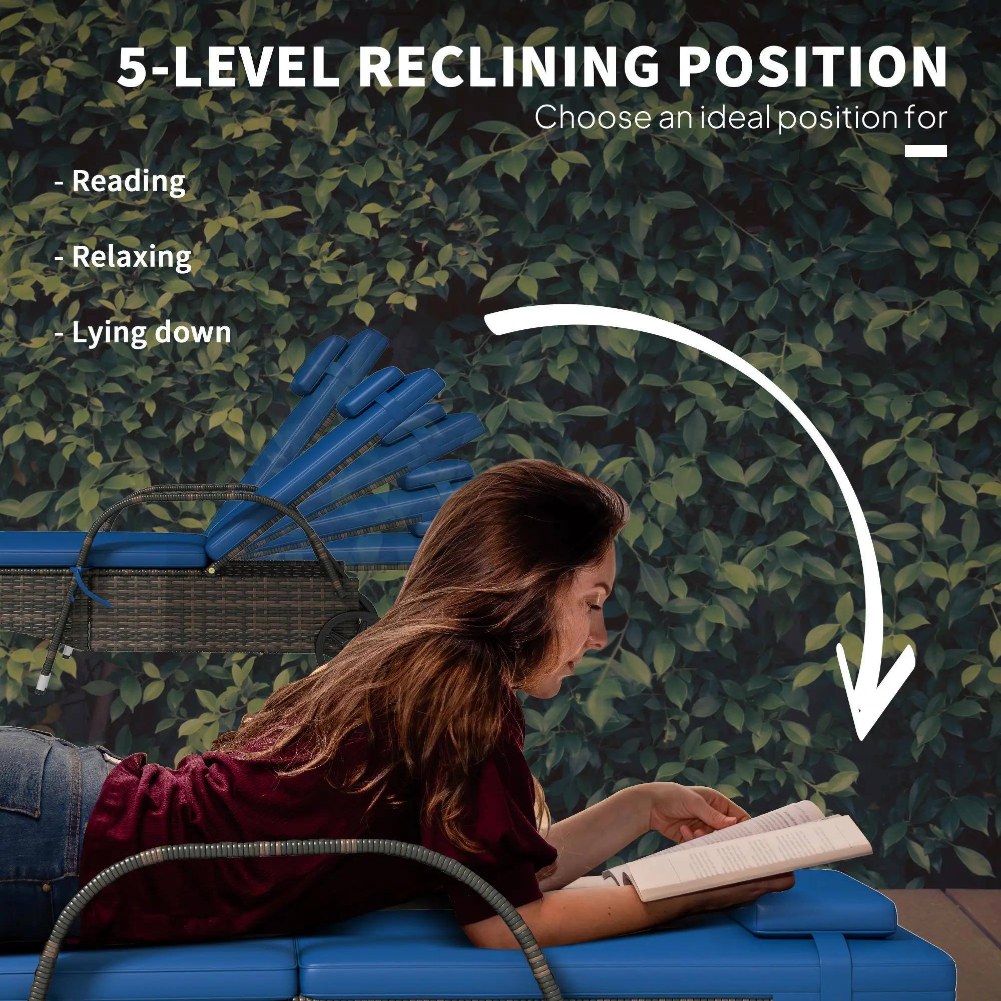 5-LEVEL RECLINING POSITION  
Choose an ideal position for  
- Reading  
- Relaxing  
- Lying down