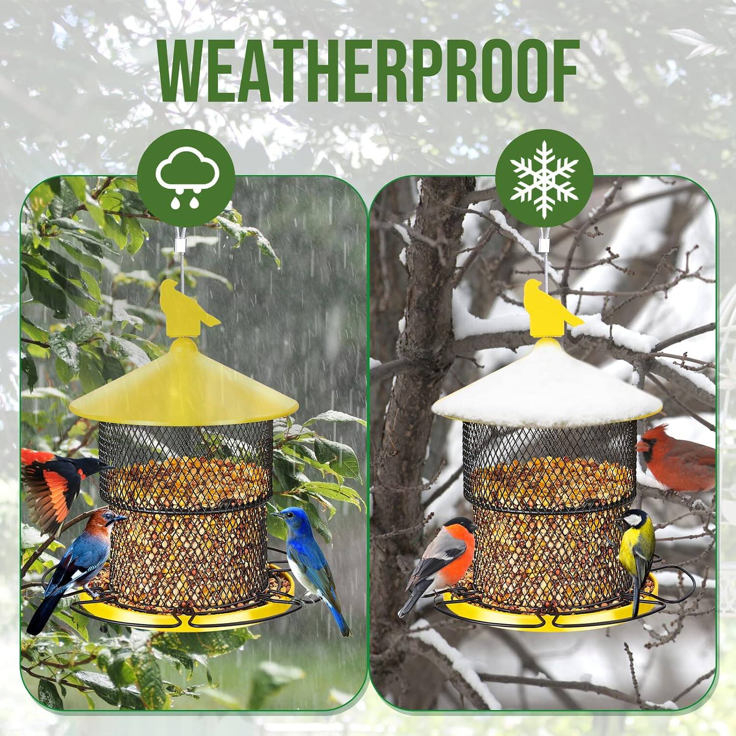 Alt View 4. Avinory - Large Collapsible Hanging Bird Feeder, 3.4 L - Yellow and Black.