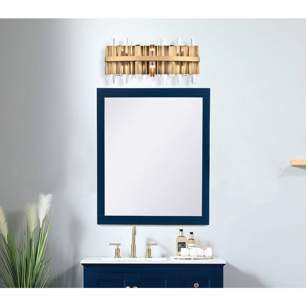 Angle. Elegant Lighting - Serena 24 inch crystal bath sconce in satin gold - Satin Gold.