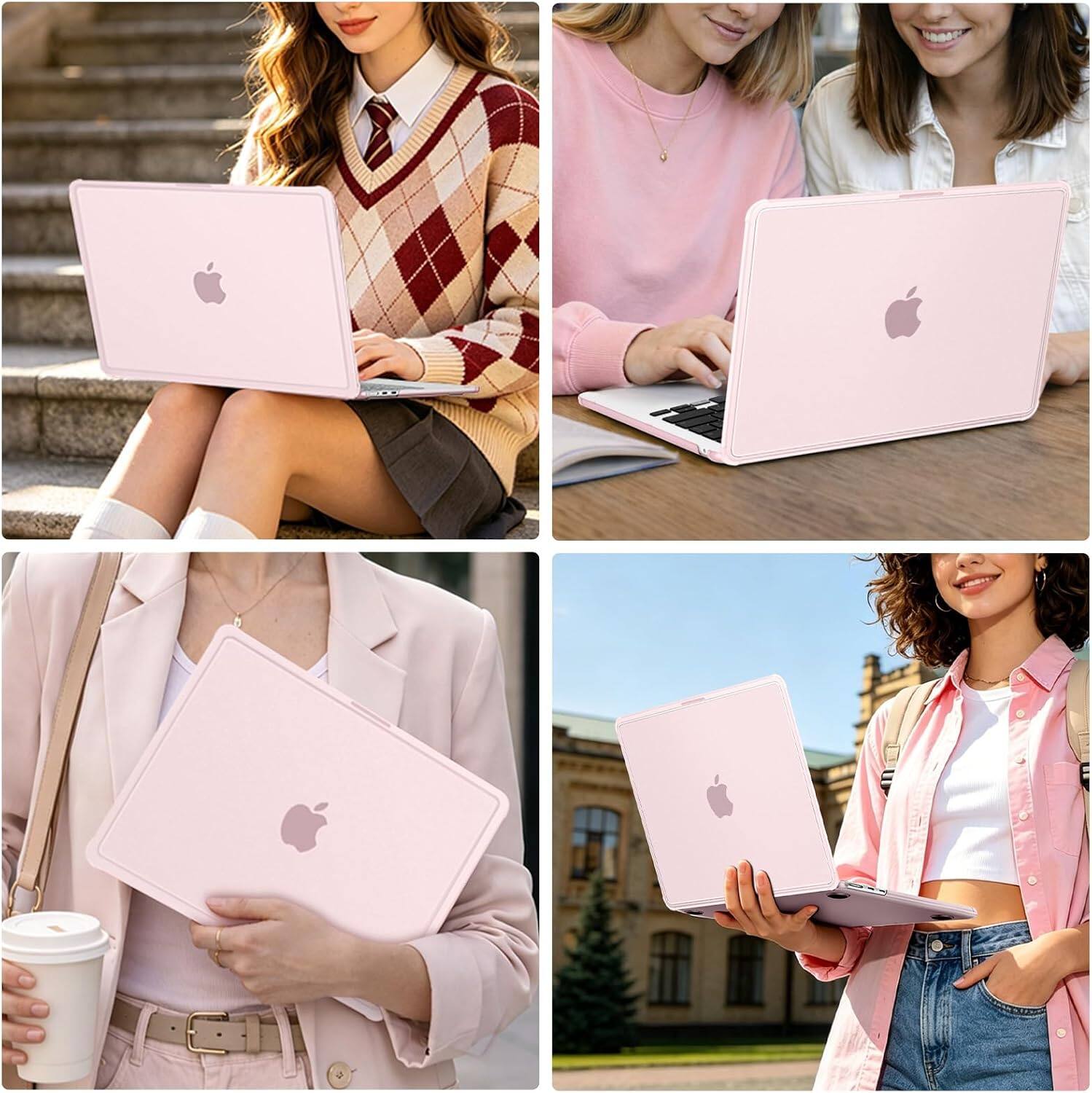 Alt View 5. mosiso - 4in1 Kit Case for MacBook Air 13 inch Case M5 M4 M3 M2 Cover for MacBook Air 13.6 Case A3449 A3240 A3113 A2681 2026-2022 - Pink.