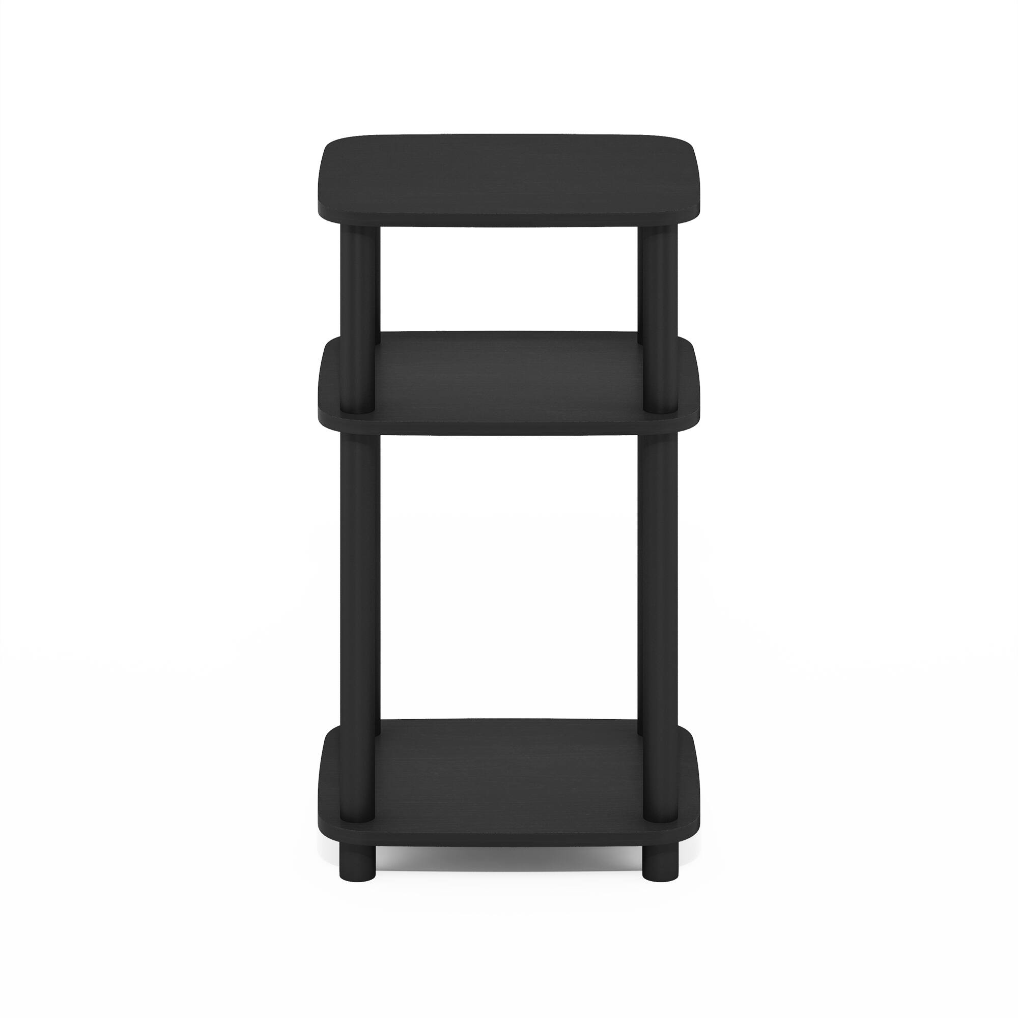 Alt View 6. Furinno - JUST Night Stand, 3-Tier Turn-N-Tube Nightstand with Open Shelf, Round Curve Corner Side Table, End Table, Easy Assembly - Americano/Black.
