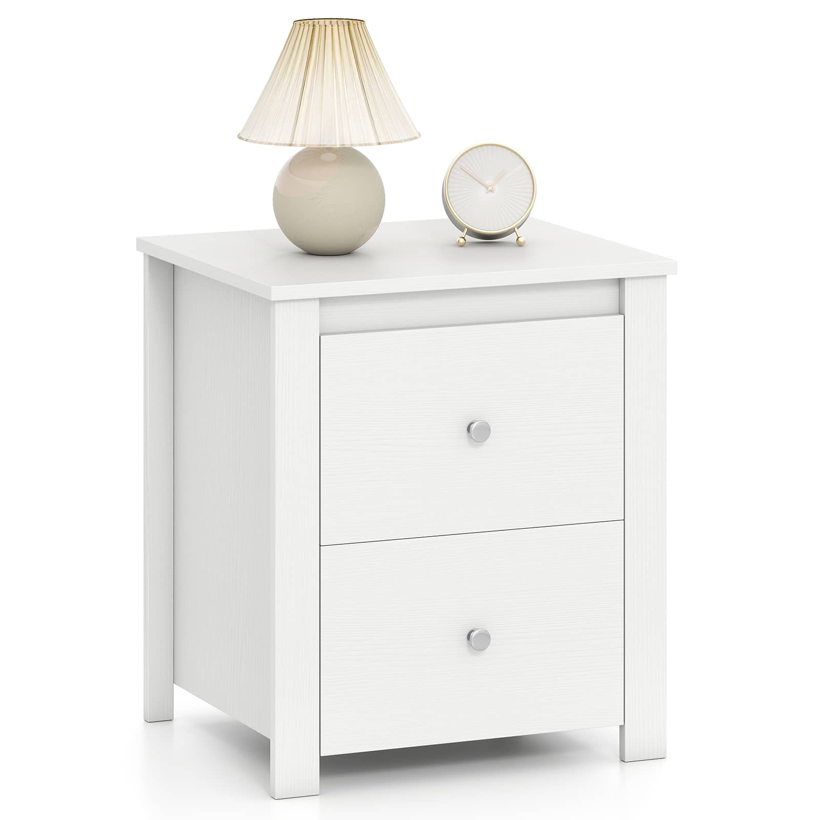 Gymax - Nightstand w/2 Drawers Modern Bedside Table Floor Standing Sofa Side Table - White price history on PriceWatchPro