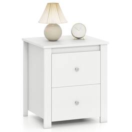 Gymax - Nightstand w/2 Drawers Modern Bedside Table Floor Standing Sofa Side Table - White