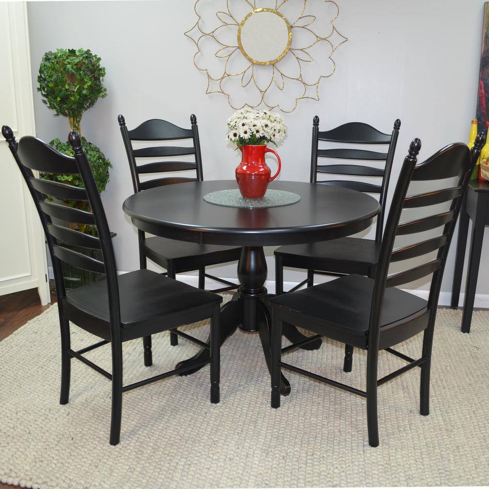 Alt View 3. Carolina Chair & Table - Fairview 42" Round Pedestal Dining Table - Antique Black - Black.