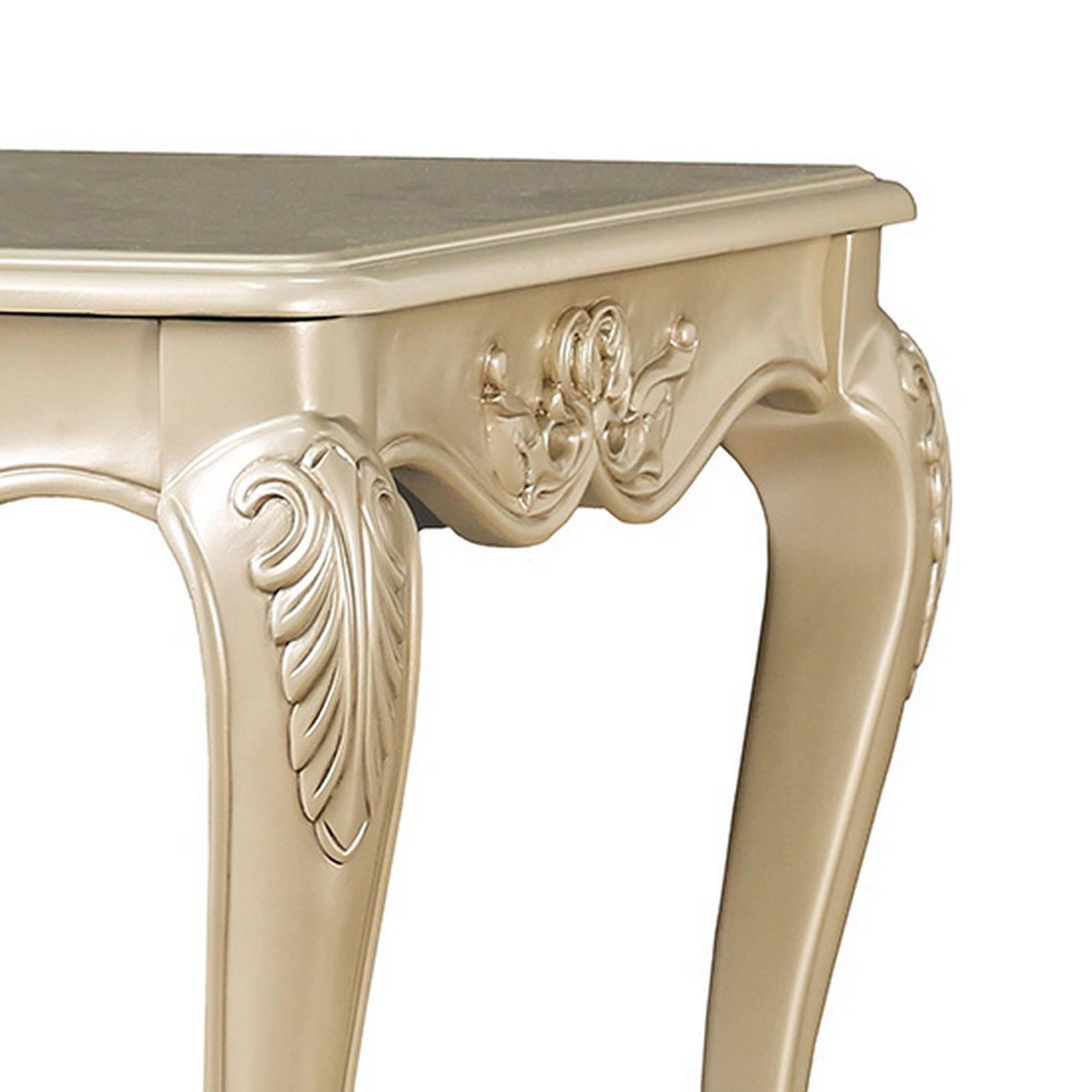 Alt View 2. Manhattan Lane - Roche Side End Table, 29 Inch, Classic Cabriole Legs, Champagne Gold Wood - Champagne Gold.
