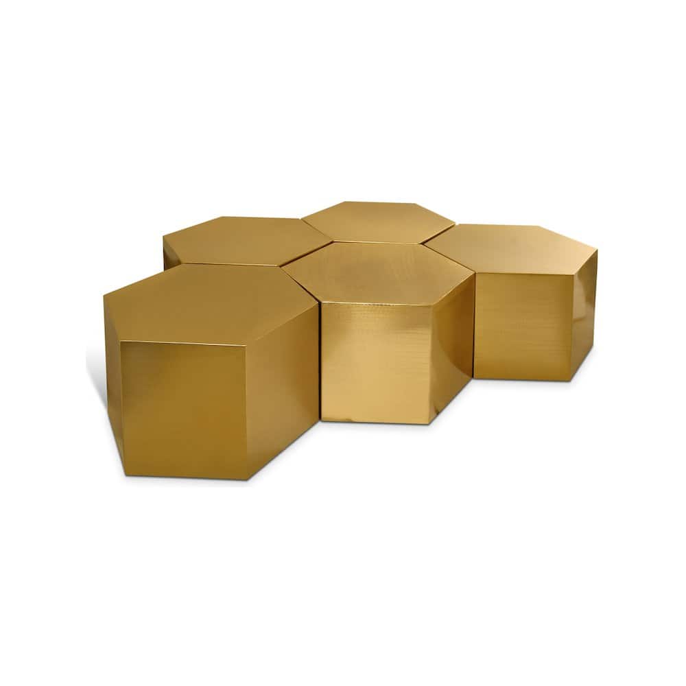 Meridian Furniture - Hexagon Brushed Coffee Table - Gold