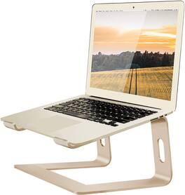 Hanke - Laptop Stand Aluminum Riser Compatible With Macbook Air Pro 10 To 15. Notebook Computer Elevator Holder - E-Gold