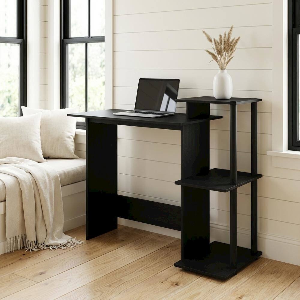 Left. BisonOffice - Black Americano Computer Desk With Modern Workspace Design - Americano/Black.