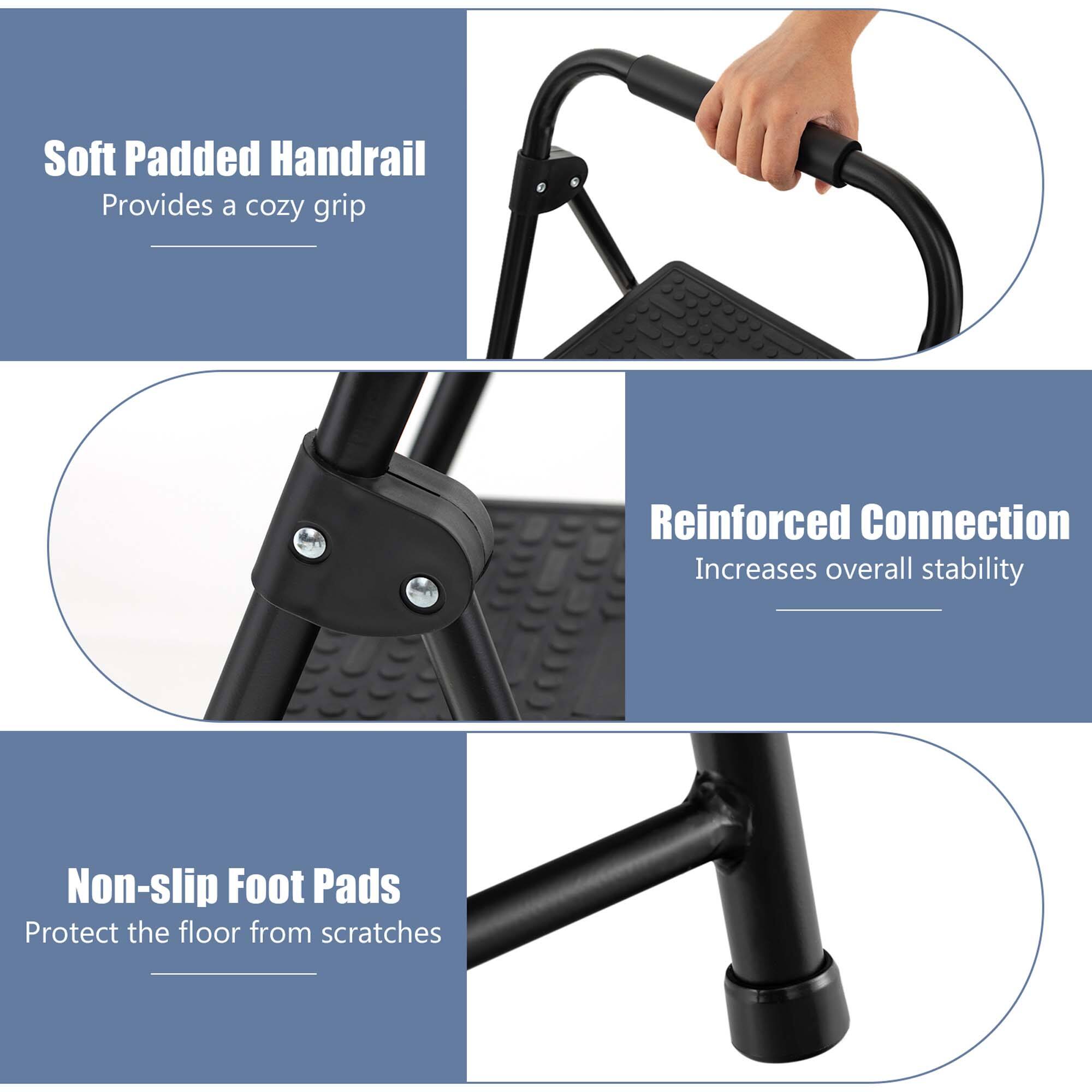 - Soft Padded Handrail: Provides a cozy grip
- Reinforced Connection: Increases overall stability
- Non-slip Foot Pads: Protect the floor from scratches