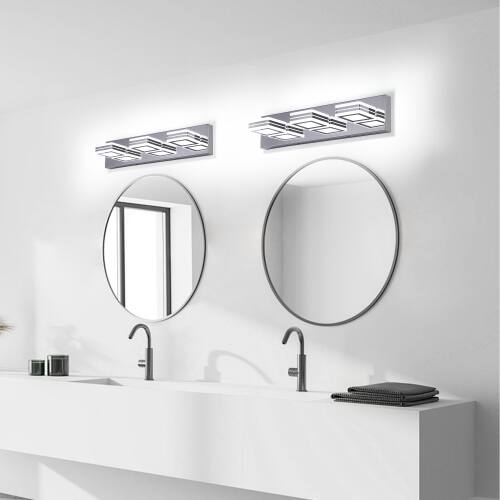 Angle. LUCKY ONE - 3-Light Chrome LED Vanity Light, Dimmable Wall Mount Fixture for Bathroom Mirror Over Sink - Chrome.