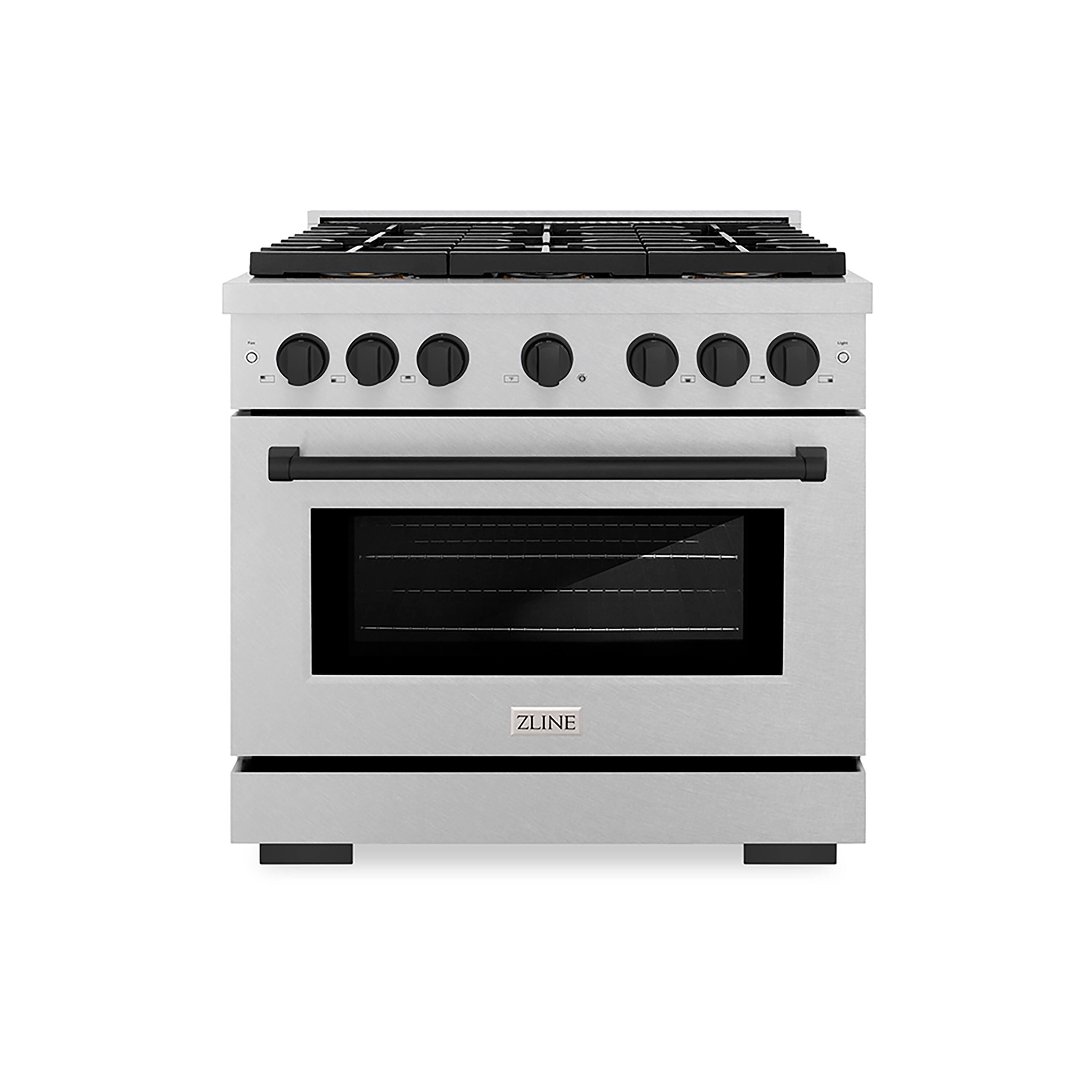 ZLINE - Autograph 36 in. 5.2 cu. ft. Freestanding Paramount Dual Fuel Range w/ DuoPro Cooktop in Satin Steel & Black Accents - Stainless Steel