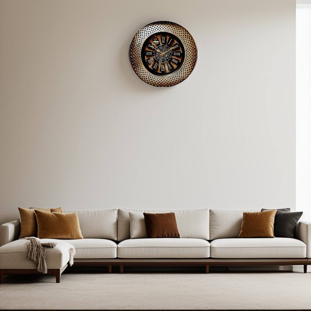 Angle. FC Design - 20"H Bronze & Black Intricately Carved Roman Numeral Round Clock - Multicolor.