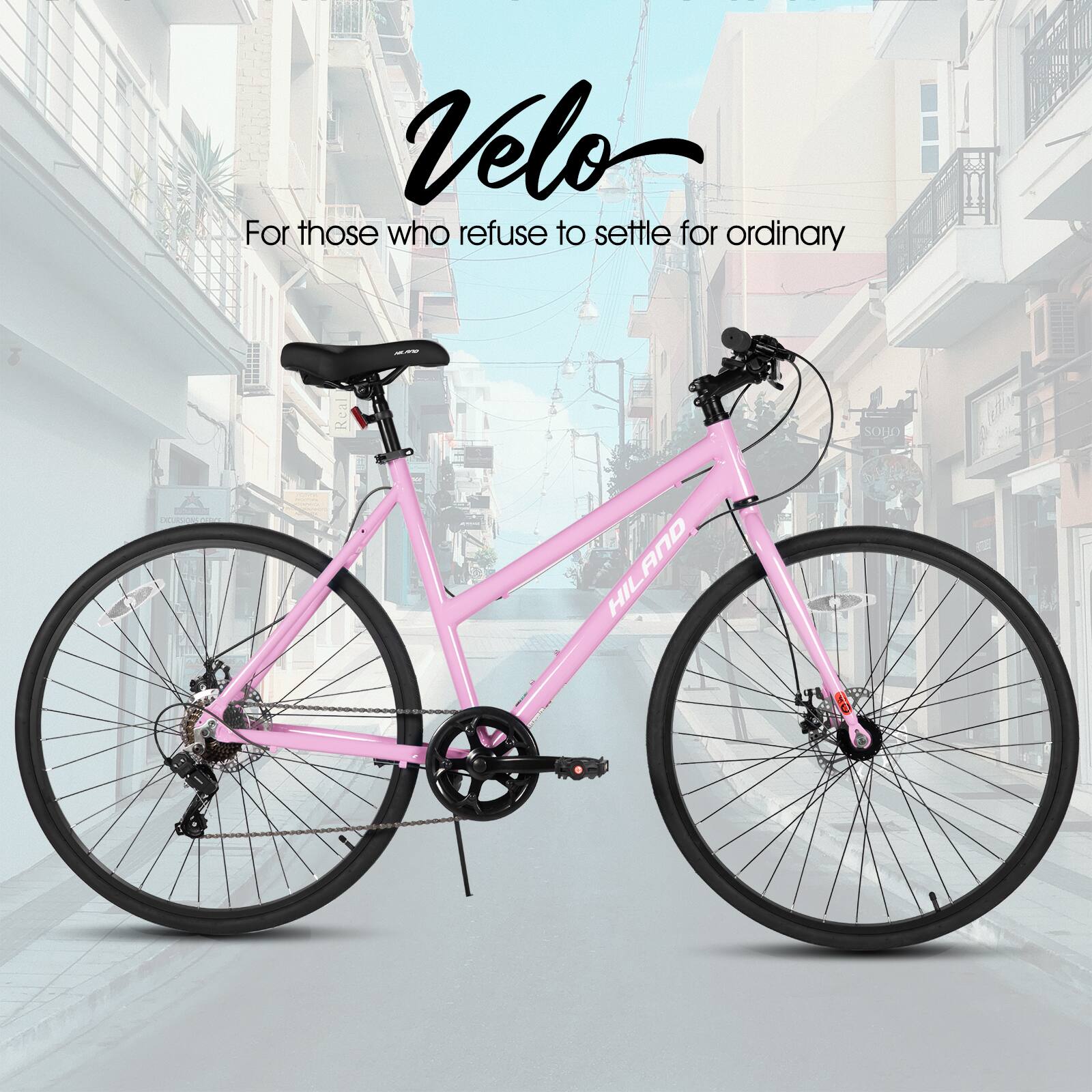 HILAND Velo 700C Hybrid Bike City Bicycle for Men Women M Size