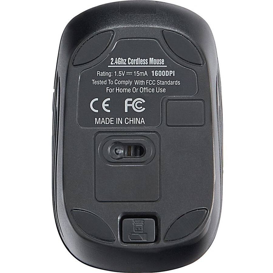 2.4Ghz Cordless Mouse  
Rating: 1.5V = 15mA 1600DPI  
Tested To Comply With FCC Standards  
For Home Or Office Use  
CE FC  
MADE IN CHINA