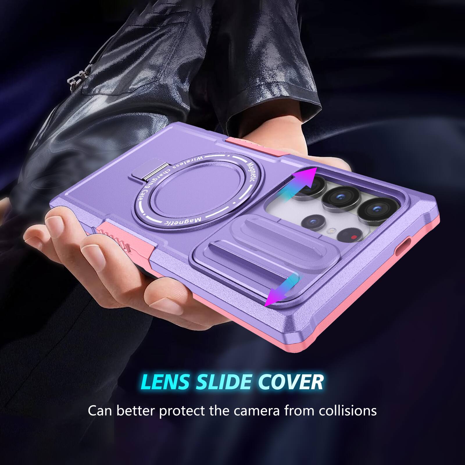 Wireless charging case Magnetic my Magnetic LENS SLIDE COVER Can better protect the camera from collisions