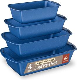 Bakken- Swiss - Loaf Pan Set of 4 (7"-11") – Nonstick, PTFE-Free, Oven Safe, Stackable, Dishwasher Friendly - Blue Marble