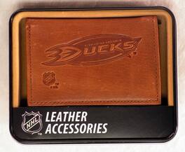 Rico Industries - Anaheim Ducks Brown Leather Embossed Trifold Wallet - Multi