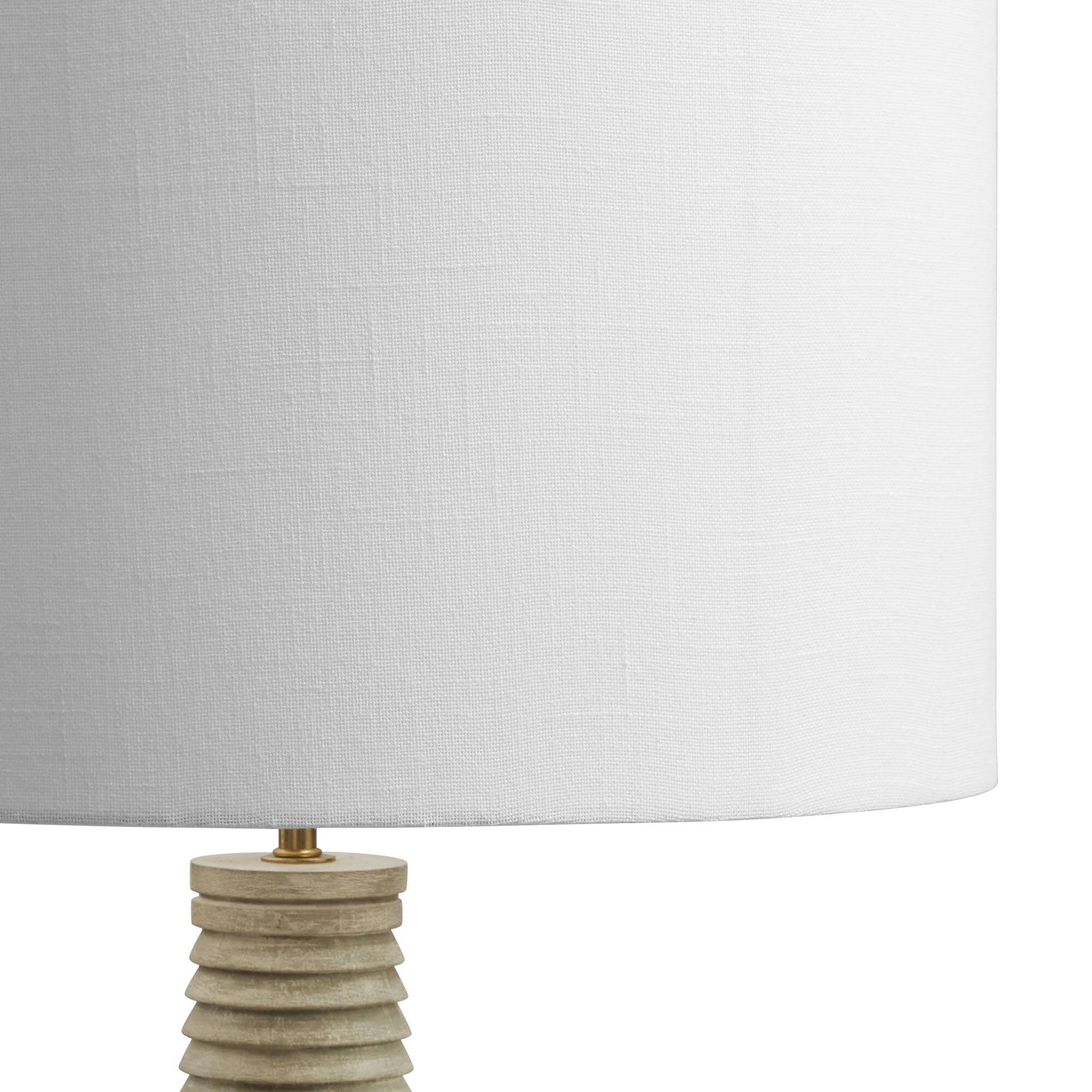 Alt View 4. Modway - Saylor Carved Ribbed Wood Floor Lamp With Drum Shade by Modway - White Gray.