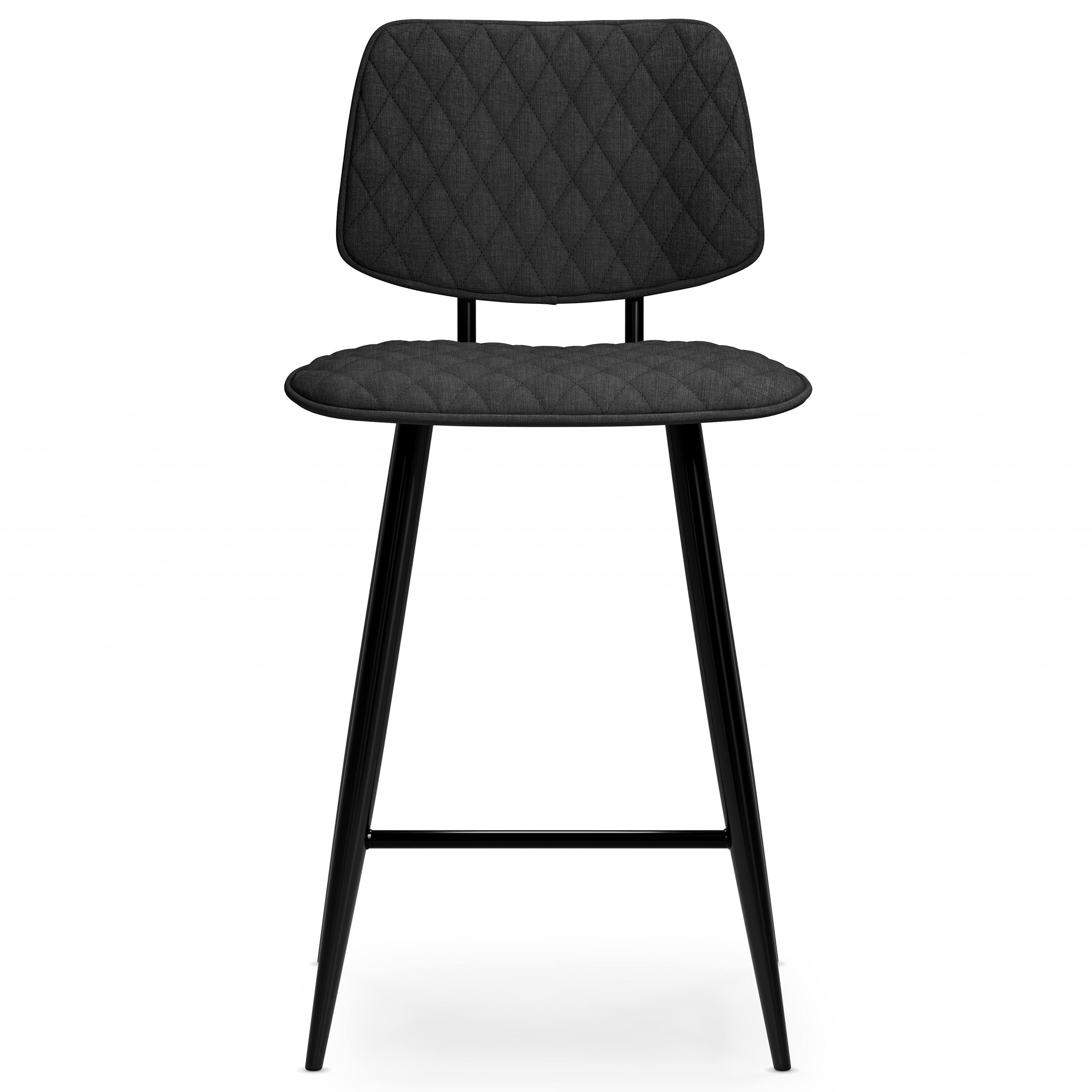 Left. Simpli Home - Raya Contemporary 16 inch Counter Height Stool (Set of 2) in Charcoal Polyester linen fabric - Charcoal.
