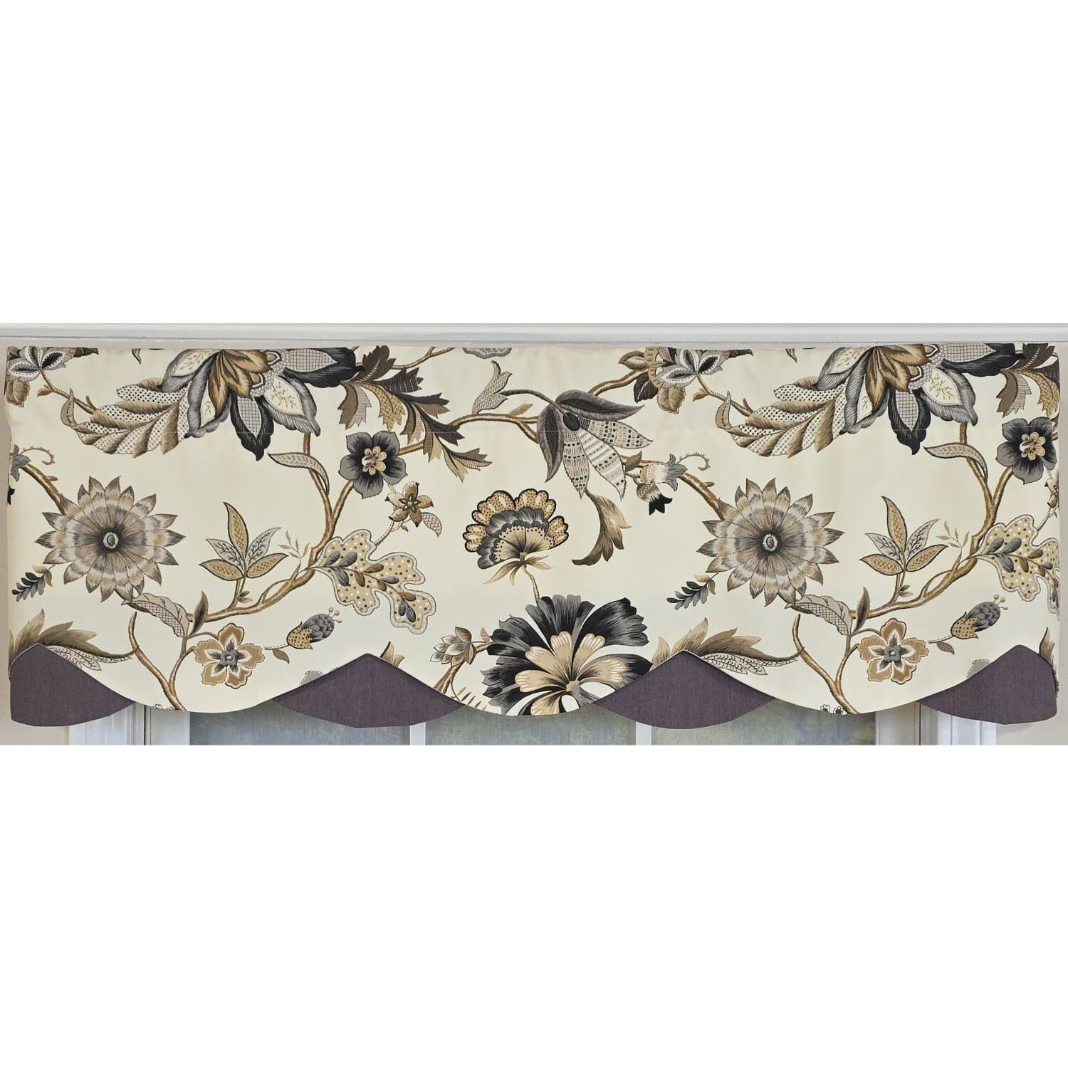 Left. RLF Home - RLF Home 100% Cotton Zanzibar Petticoat With Poly/Cotton lining Rod Pocket Valance 50" x 17" Gray - Gray.