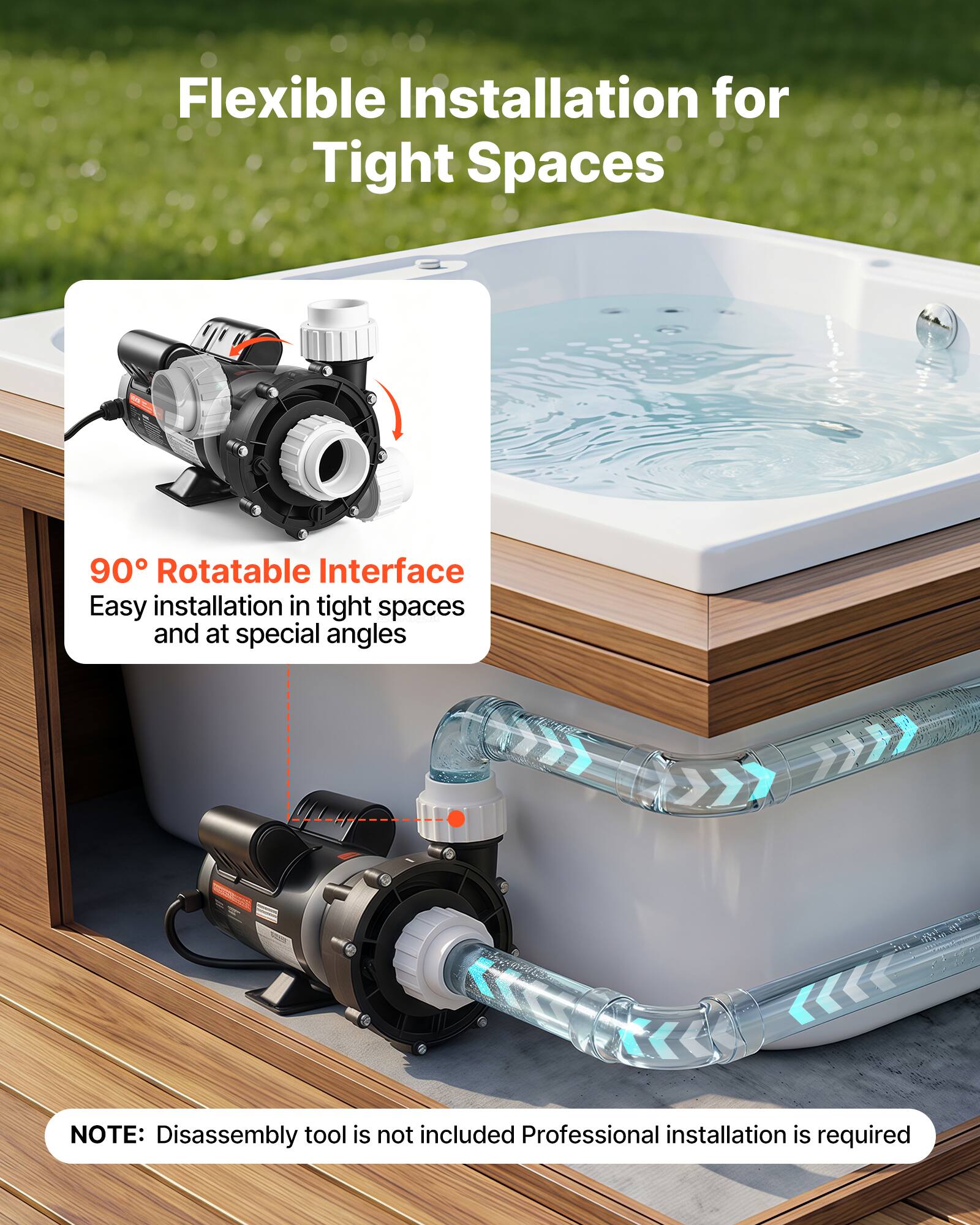 Flexible Installation for Tight Spaces

90° Rotatable Interface
Easy installation in tight spaces and at special angles

NOTE: Disassembly tool is not included. Professional installation is required