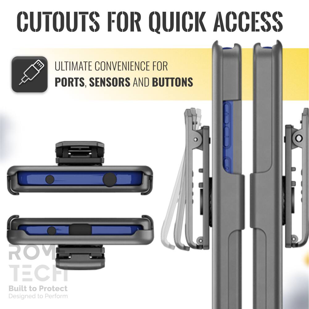 CUTOUTS FOR QUICK ACCESS

ULTIMATE CONVENIENCE FOR PORTS, SENSORS AND BUTTONS

ROM TECH
Built to Protect
Designed to Perform