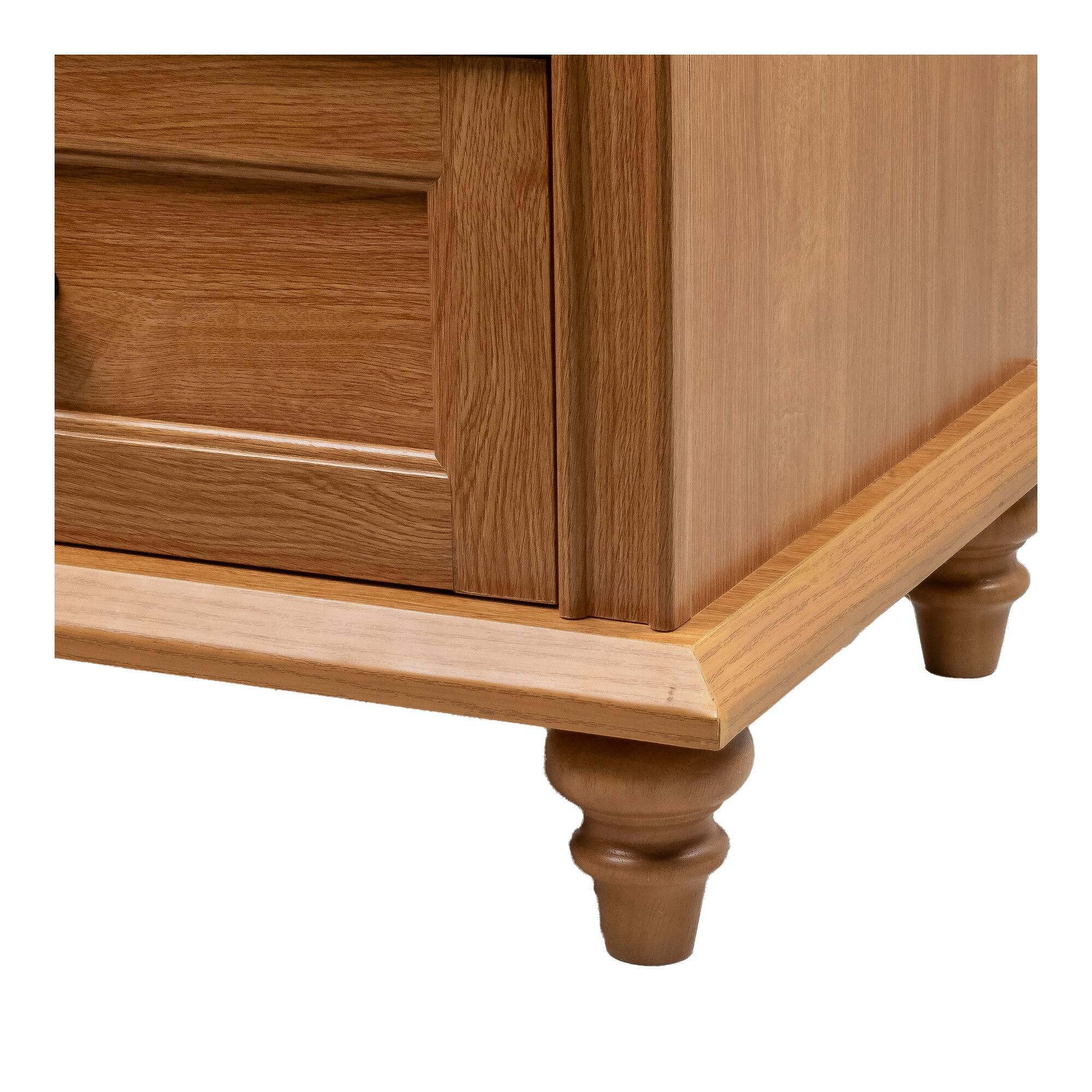 Alt View 3. Boyel Living - 3-Drawer Farmhouse Nightstand with Turned Wood Legs - Brown.