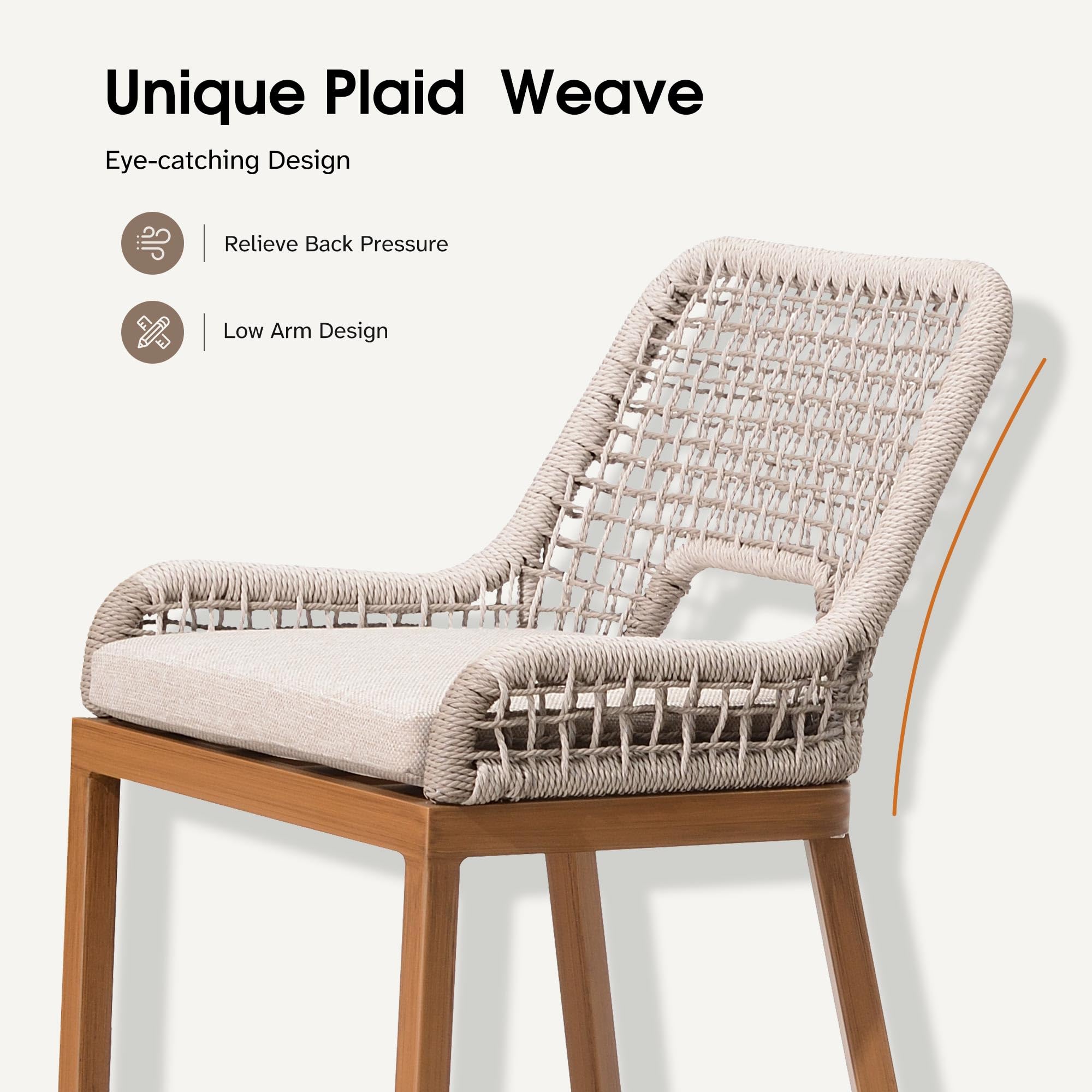 Unique Plaid Weave

Eye-catching Design

- Relieve Back Pressure
- Low Arm Design