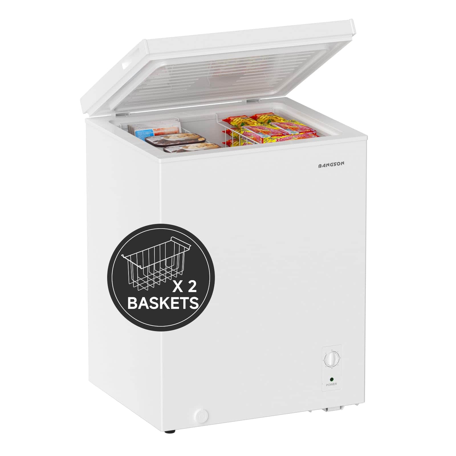BANGSON - 5.0 Cu.Ft Chest Freezer, Removable Basket, Adjustable Thermostat, Mini Freezer for Apartment, Kitchen & Office - White