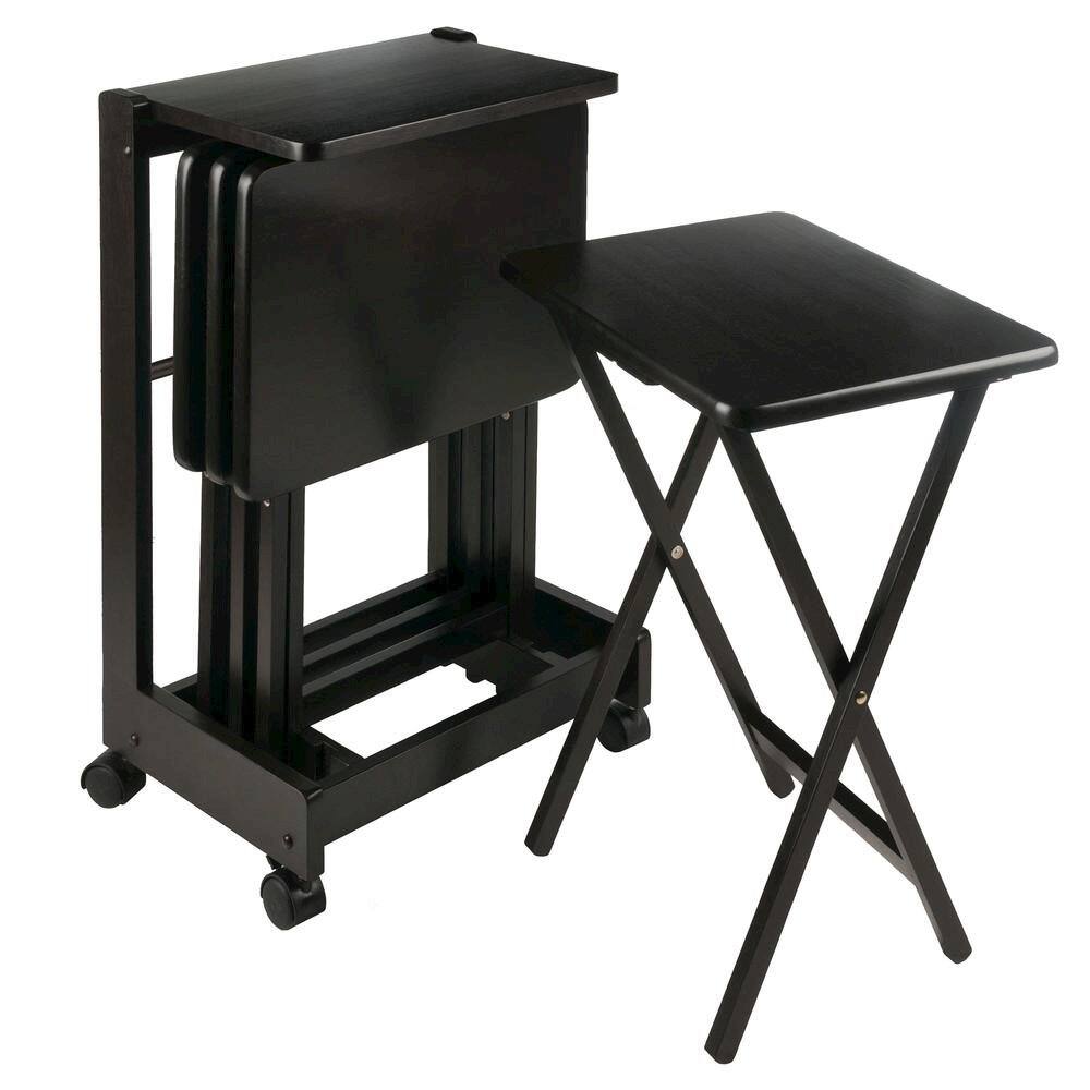Alt View 3. FurniFact - Coffee color Solid Wood TV Trays – Folding Snack Tables for Eating and Serving - Coffee.
