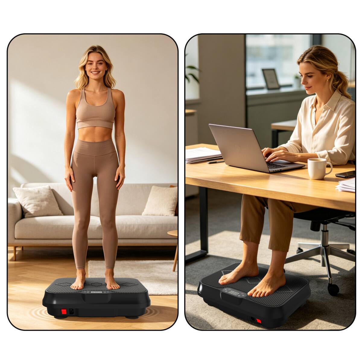 Alt View 8. HTUTWOO - Vibration Plate Exercise Machine - Whole Body Workout Platform with Remote Control and Resistance Bands for Home Gym - Black.
